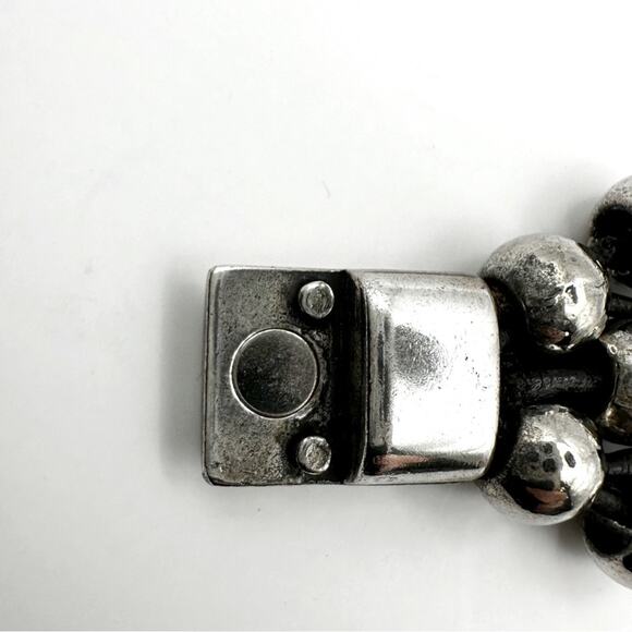 Trades by Haim Shahar Champagne Bubbles Black Leather Bracelet Silver Ball Boho - Picture 5 of 11